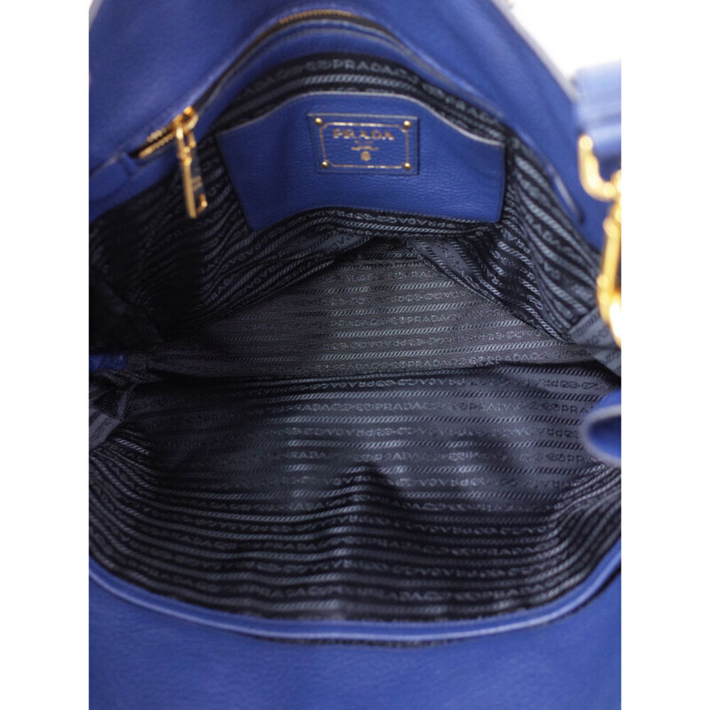 Prada Vitello Daino leather shopping tote bag Blue - Picture 3 of 9